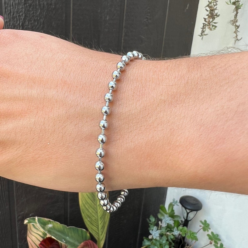 Stainless Steel Ball Chain Bracelet/ Chunky Metal Beads/ Mens Etsy