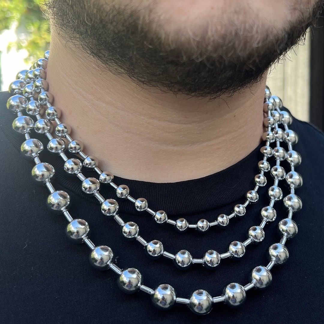 Stainless Steel Ball Necklace 8mm, 10mm or 12mm/ Oversized Ball Chain