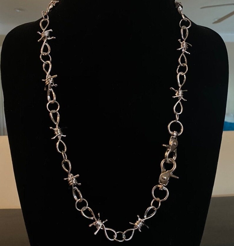 Barbed Wire Wallet Chain / Unisex Long Barbed Wire Link Etsy