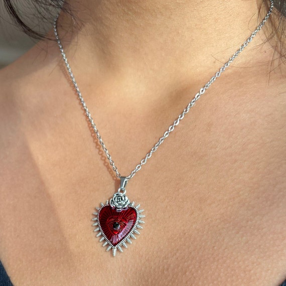 Heart Enamel Necklace, Heart Necklace, Red Heart Necklace, White Heart  Necklace, Blue Heart Necklace, Turquoise Heart Necklace. - Etsy