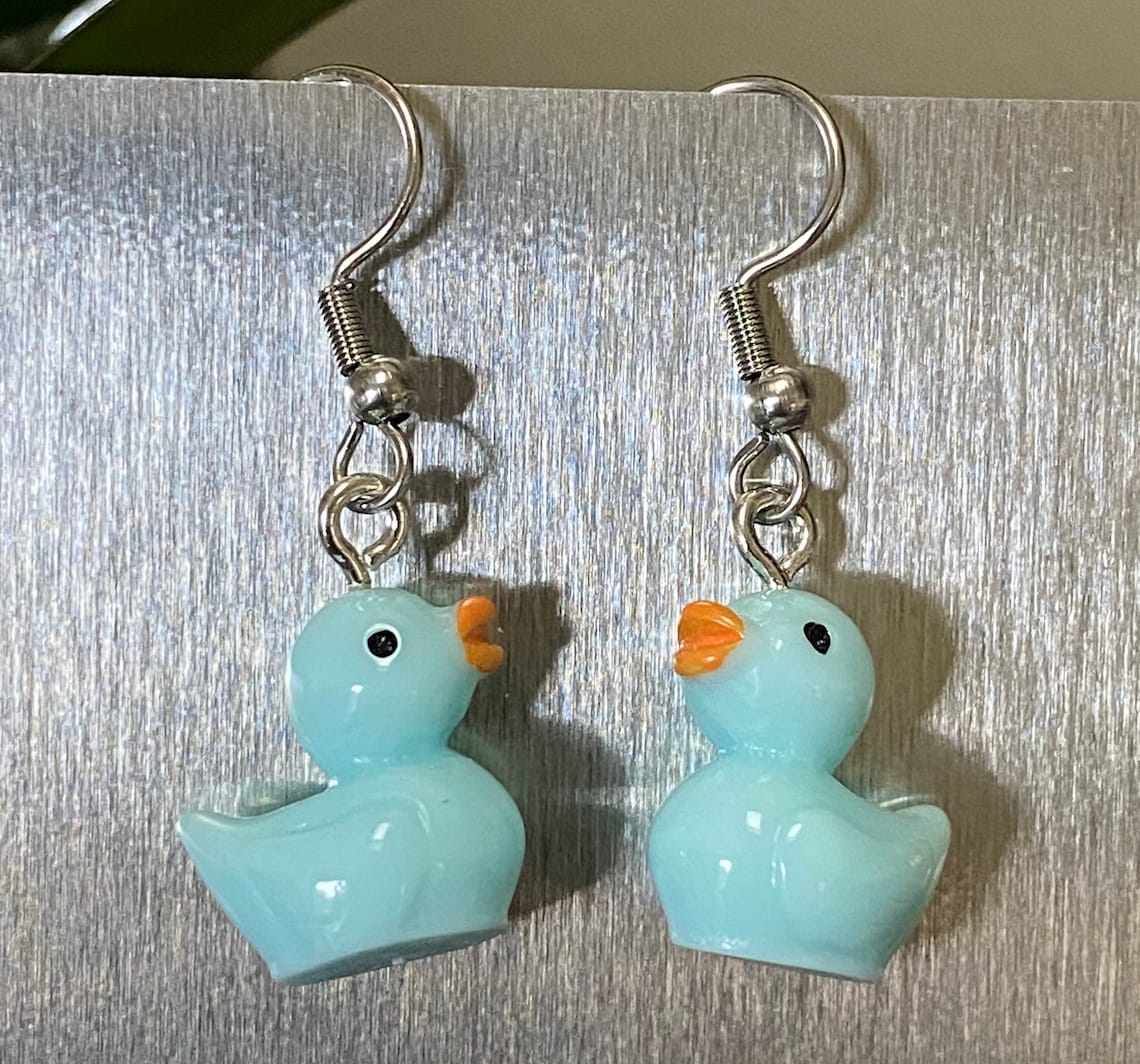 Ducky Earrings/ Colorful Duck Earrings/ Tiny Duck Earrings/ Etsy