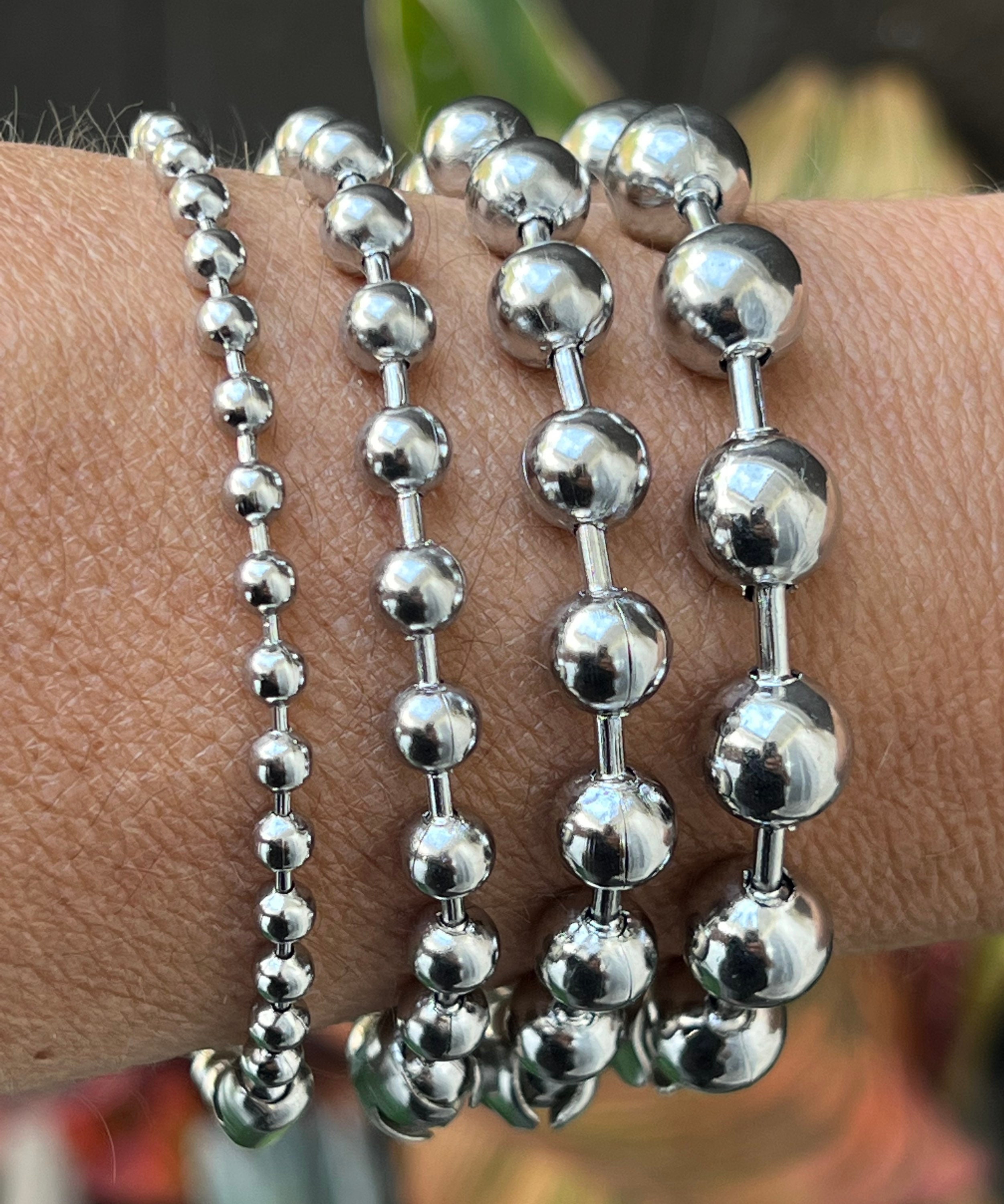 925 sterling silver handmade 5.5 mm round beads balls unisex bracelet,  fabulous customized beaded bracelet stylish gift sbr211 | TRIBAL ORNAMENTS