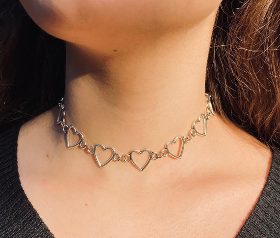 Choker/ Y2K Choker/ Heart Necklace/ - Etsy