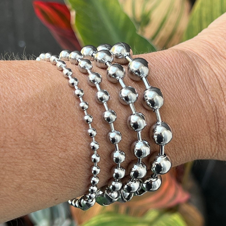 Stainless Steel Ball Chain Bracelet/ Chunky Metal Beads/ Mens Etsy