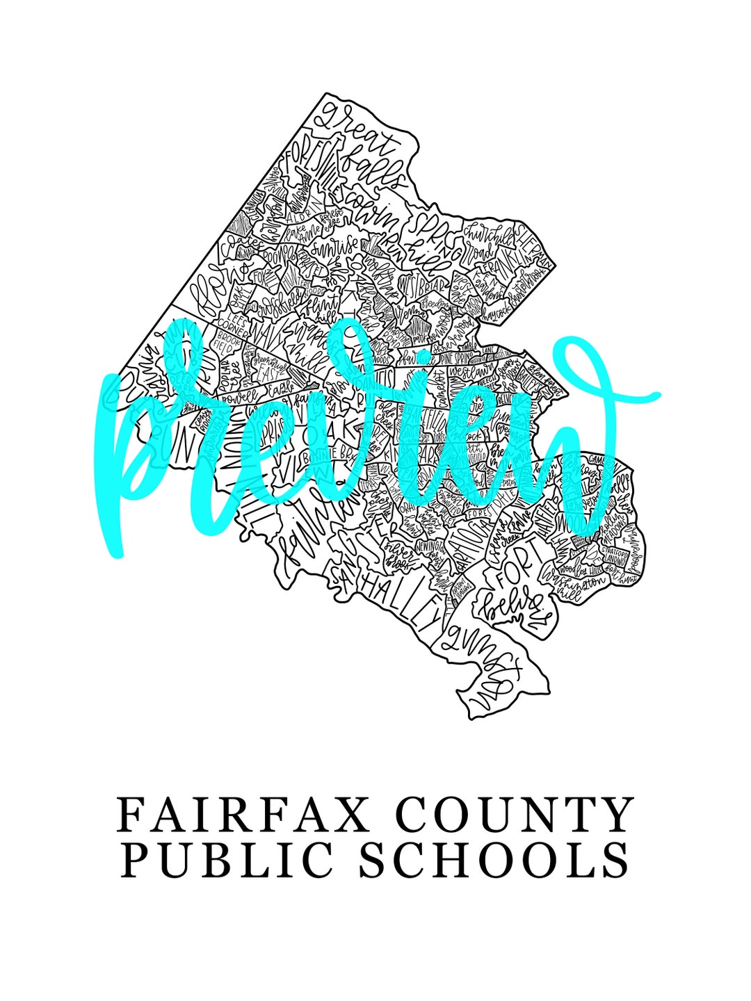 Fairfax County Public Elementary Schools Map Etsy