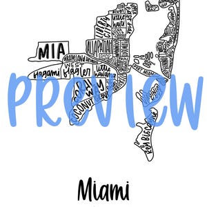 Miami, FL Karte Stadtviertel