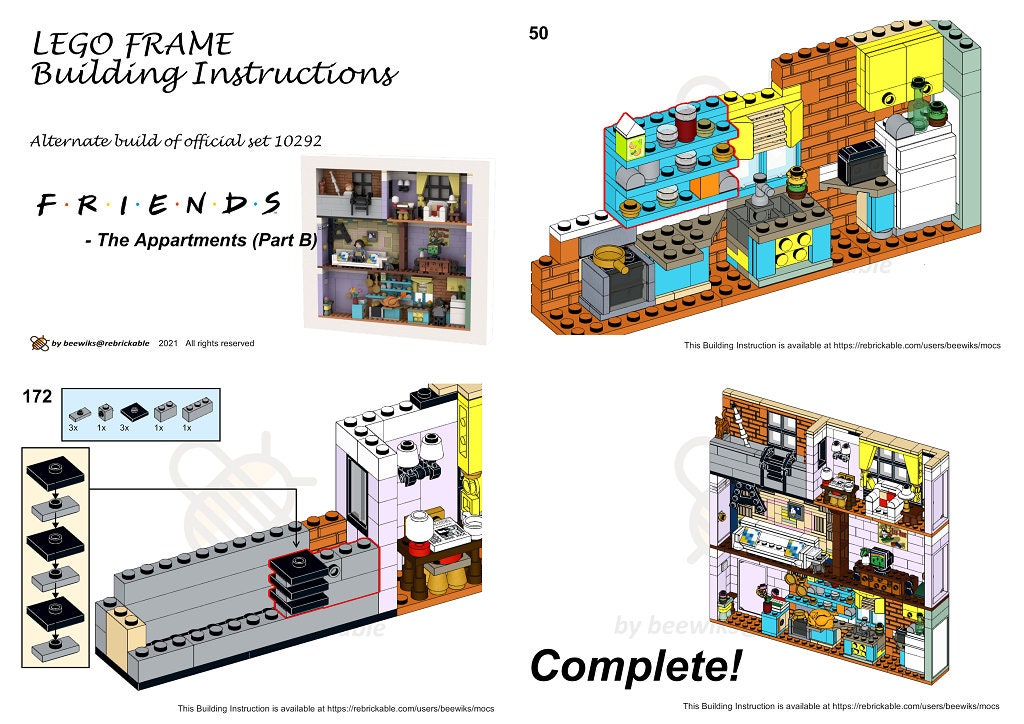 FRIENDS the Apartments in Frame PDF Instructions alternate Build of 10292  instant Download No Physical Item 