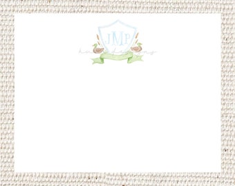 Blue and Green Duck Crest Personalized Thank You Note | Baby Boy | Welcome Baby | Baby Shower | Welcome Baby