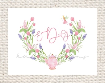 Fairy Garden Party | Floral Tea Party | Watercolor personalized thank you notes
