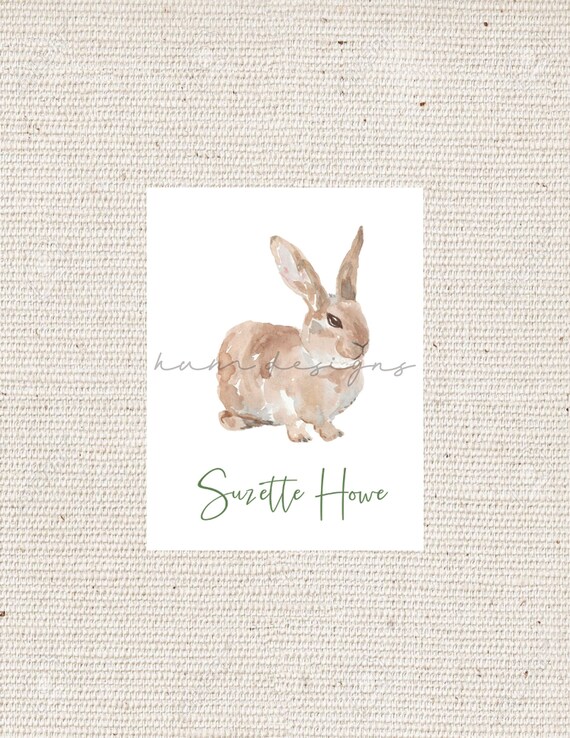 Bunny Rabbit Thank You Note Personalized Watercolor - Etsy