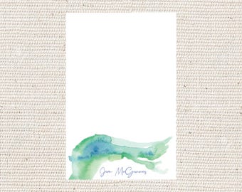 Tulane Wave Notepad | personalized | note pad | to do list | Blue Green | New Orleans | Modern Watercolor