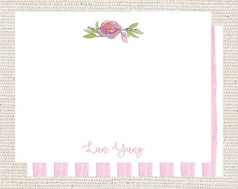 Floral personalized watercolor stationery thank you note
