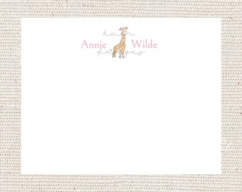 Pink or Blue Giraffe Baby personalized notecard thank you note stationery