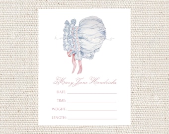 Heirloom Lace Bonnet Baby Girl Monogram Hospital Sign | Welcome Baby Door Sign | Shower Gift | Watercolor Welcome Baby Banner | Pink