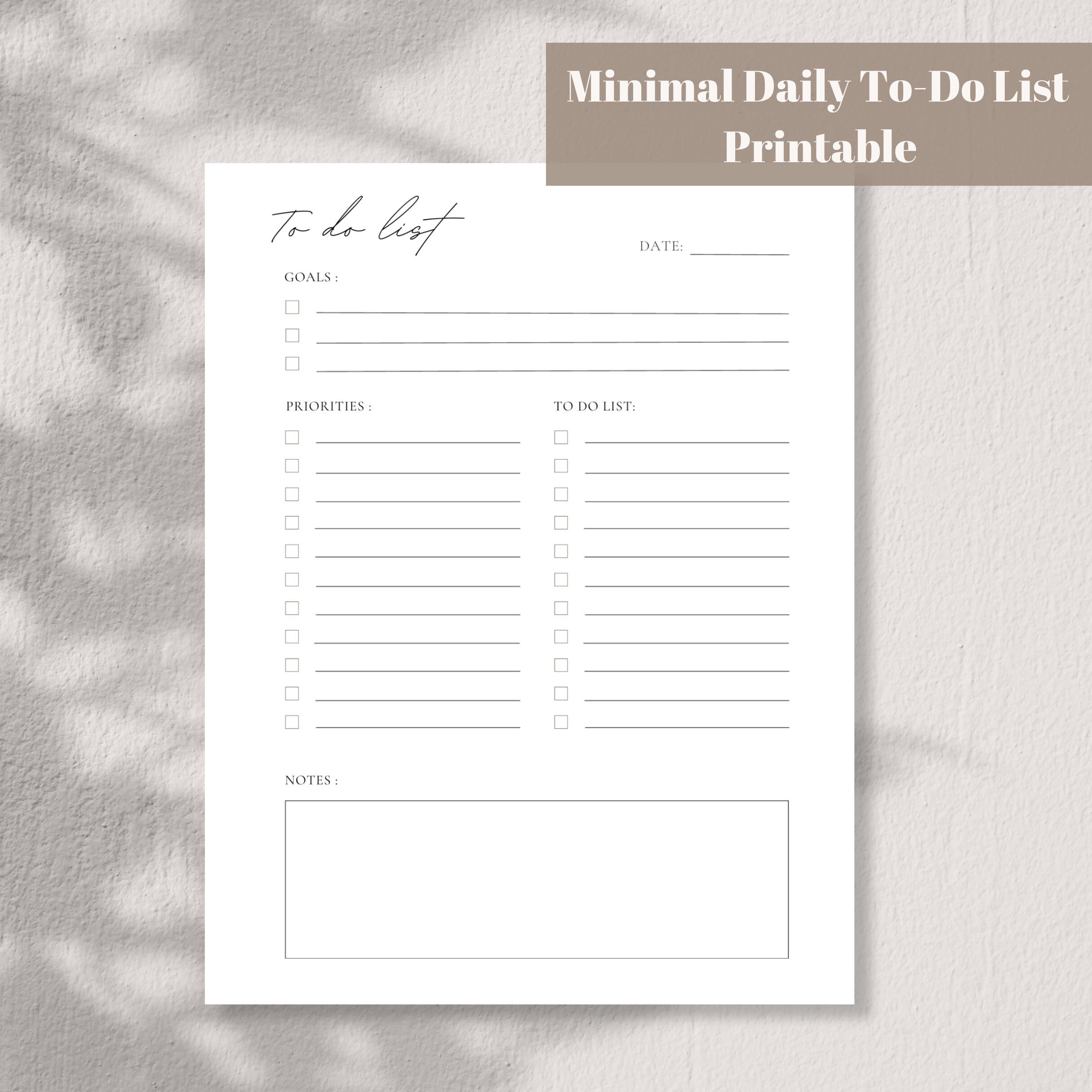 Minimal to Do List Printable | Simple Tasks List Template| Productivity ...