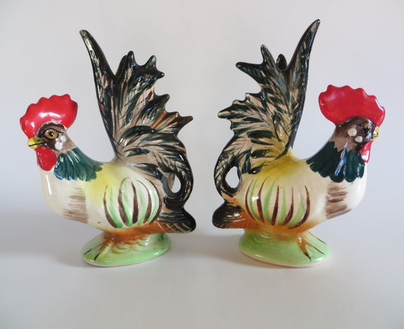 Vintage Folk Art Country Kitchen Rooster Ceramics Decor Etsy
