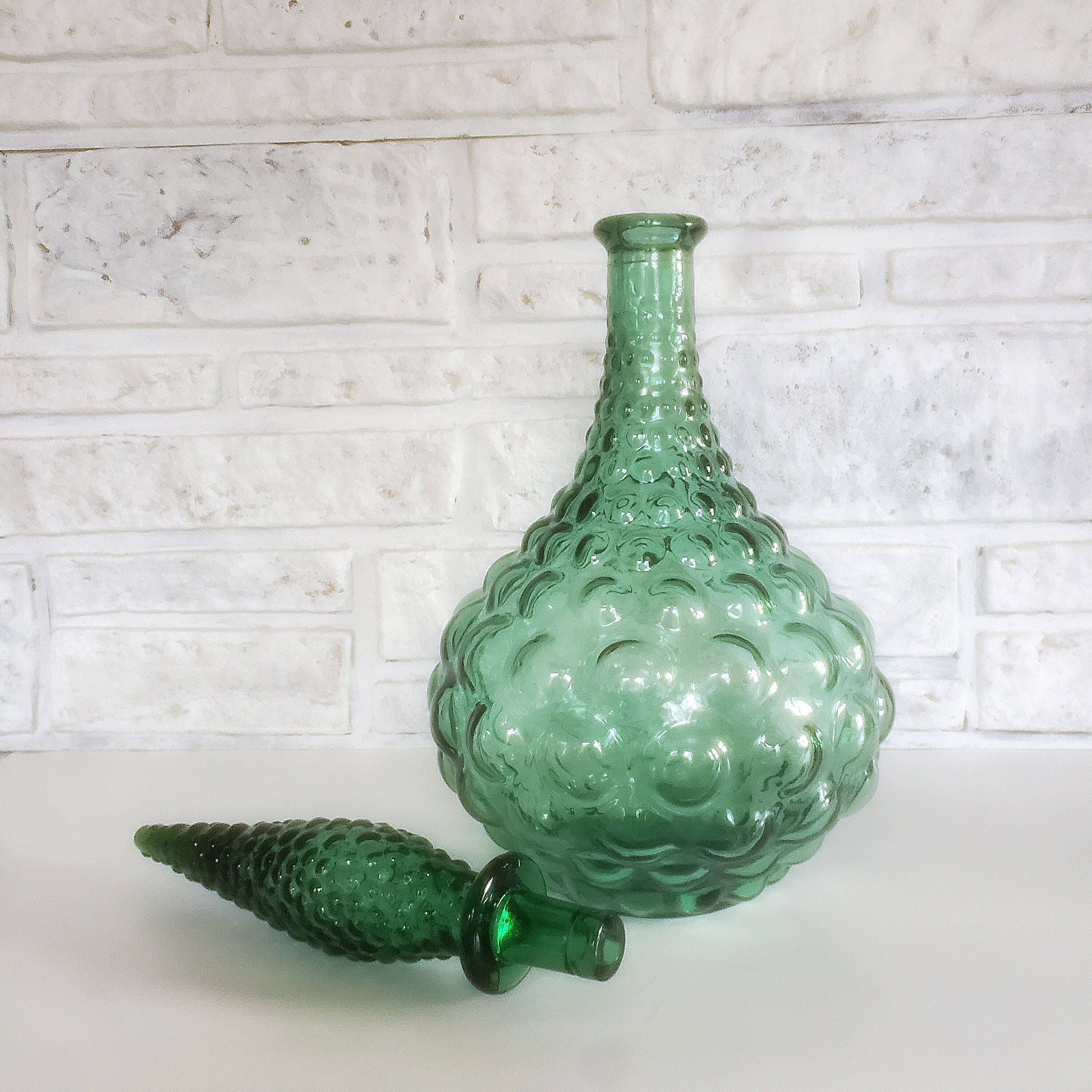 Decorative bottles green colored glass - Etsy 日本