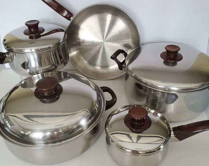 Range Craft Lidded Pots and Pans Cookware Set, Stainless Steel Culinary