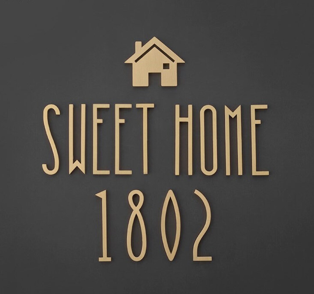 Gold House Number brass House Number Sign Gold Room Etsy