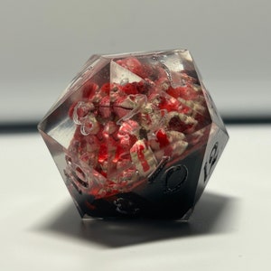 The Tower - Dnd oversized d20, diorama d20 with a tower of skulls - Handmade Resin Sharp Edge Die Polyhedral d20 - 40 mm (tip to tip)  d20