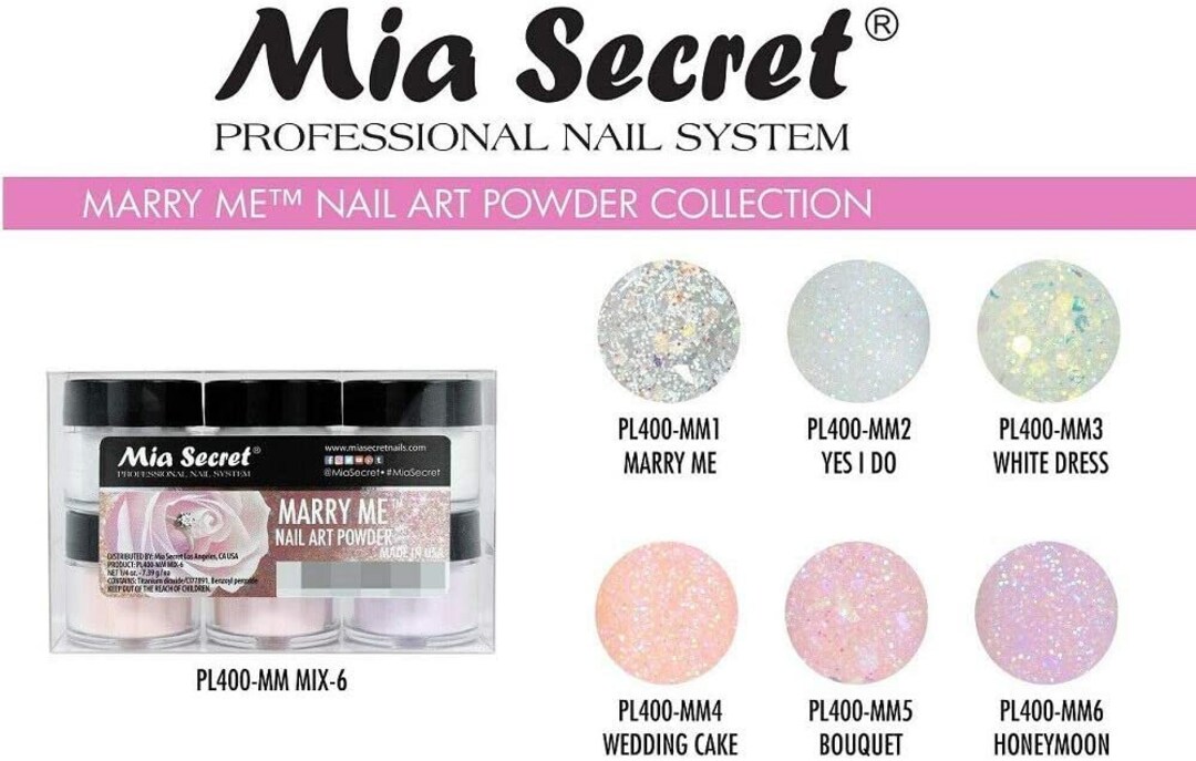6 Colors Mia Secret Acrylic Nail Powder Marry Me Collection