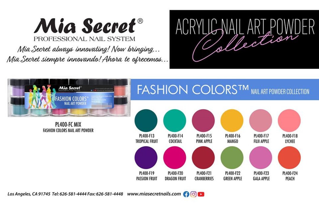 12 Colors Mia Secret Fashion Colors Acrylic Nail Art Powder Collection New