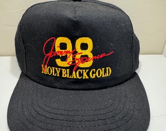 Rare Vintage Jimmy Spencer #98 Moly Black Gold Snapback Hat - SnapBack