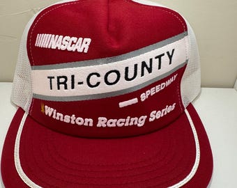 Rare! Vintage 80s NASCAR Tri-County Speedway Winston Racing Series Hat - SnapBack