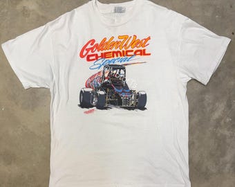 Vintage 1990 Lloyd Hemman Golden West Chemical Sprint Car Tee - Large