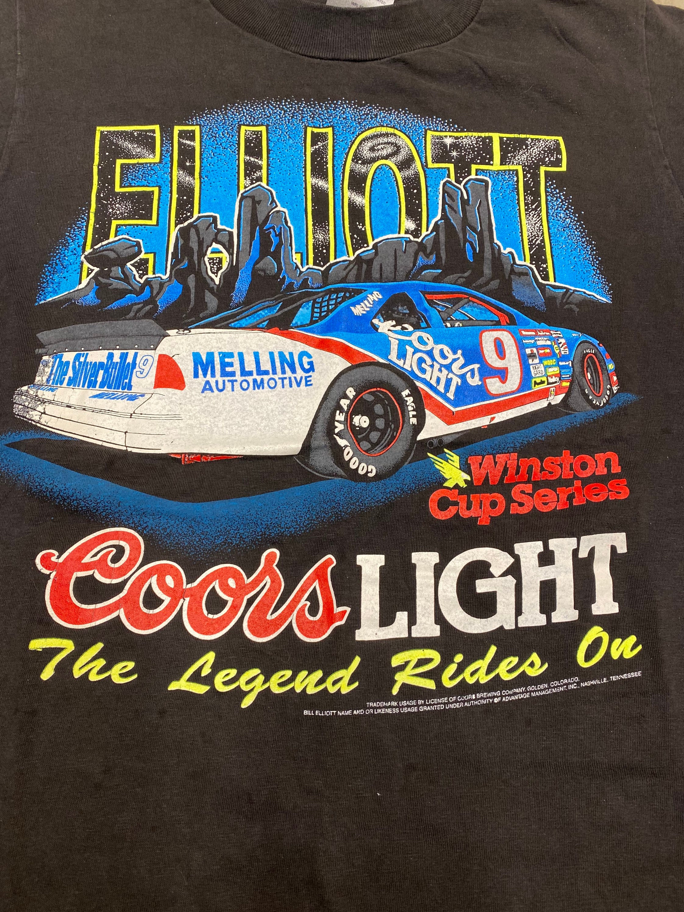 Vintage 1991 Bill Elliott Coors Light Graphic Tee Pequeño Etsy