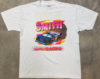 Rare! Vintage Bo Smith H&S Racing Dirt Late Model Tee - Large