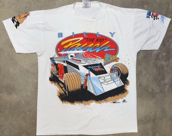 ¡Excepcional! Camiseta de carreras AOP de bloque grande modificada de Billy Pauch / Trenton Mack / 1996 - Talla grande