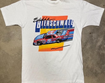 Vintage 1987 Eddie Bierschwale Circle Bar Motel #67 Pontiac NASCAR Tee - Medium