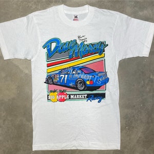 Selten! Vintage NOS 1991 Dave Marcis Big Apple Fruit Market handsigniertes NASCAR T-Shirt - Medium