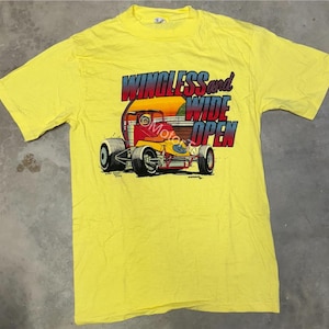 Vintage 1986 Wingless and Wide Open Dirt Racing Tee - Small