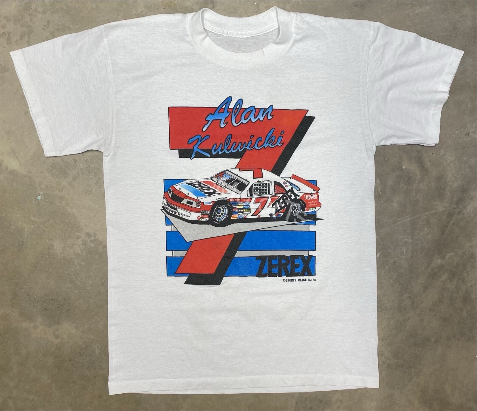 Rare Vintage 1988 Alan Kulwicki Zerex 7 Nascar Racing Tee Small