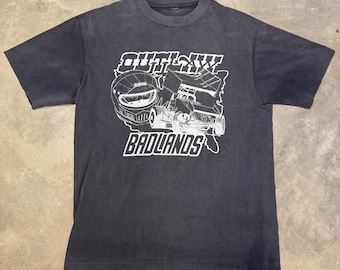 Rare! Vintage 1980s World of Outlaws Badlands Sprint Car Racing Tee - Medium