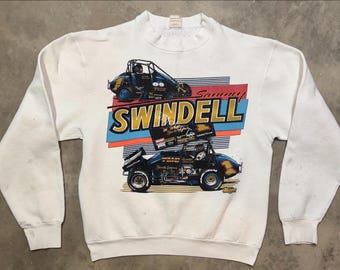 Rara felpa vintage del 1992 di Sammy Swindell, modello TMC Trucking Sprint Car - Taglia M