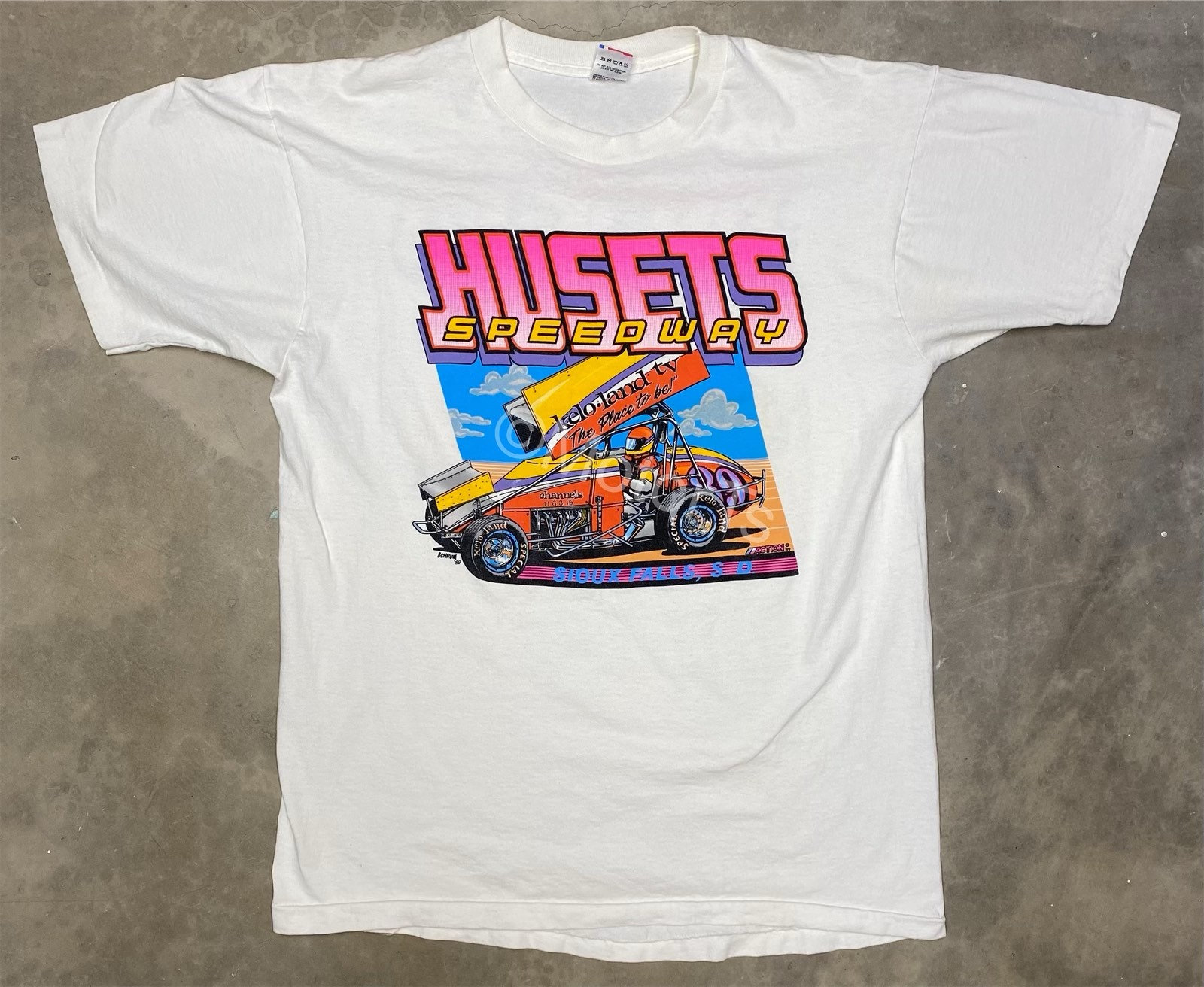 Vintage 1989 Husets Speedway Sioux Falls South Dakota Track Tee