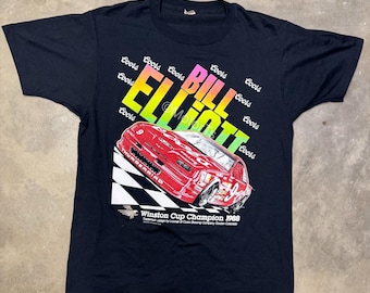 Vintage 1988 Bill Elliott Ford Thunderbird Coors Beer Neon NASCAR Tee - Medium