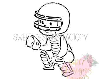 Baseball player PYO cookie stencil. Matching cookie cutter available AL007