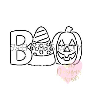 Halloween BOO candy corn and pumpkin paint your own PYO cookie stencil. Matching cutter available F070
