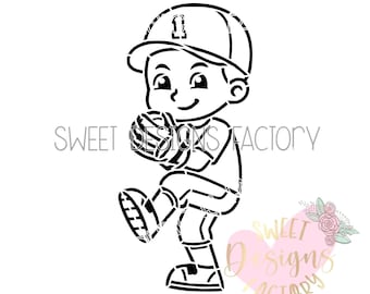 Baseball player PYO cookie stencil. Matching cookie cutter available AL008