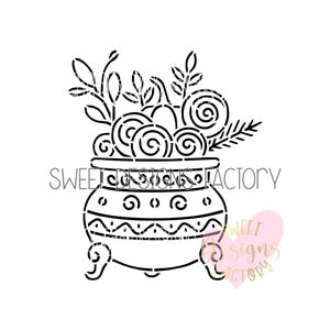 Halloween witch cauldron paint your own PYO cookie stencil. Matching cutter available F056