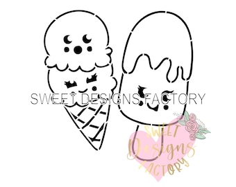 Summer ice cream PYO cookie stencil. Matching cookie cutter available WF39