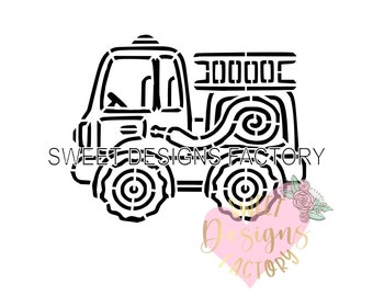 Firetruck PYO cookie stencil. Matching cookie cutter available JB231