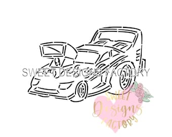 Racing car PYO cookie stencil. Matching cookie cutter available PQ731