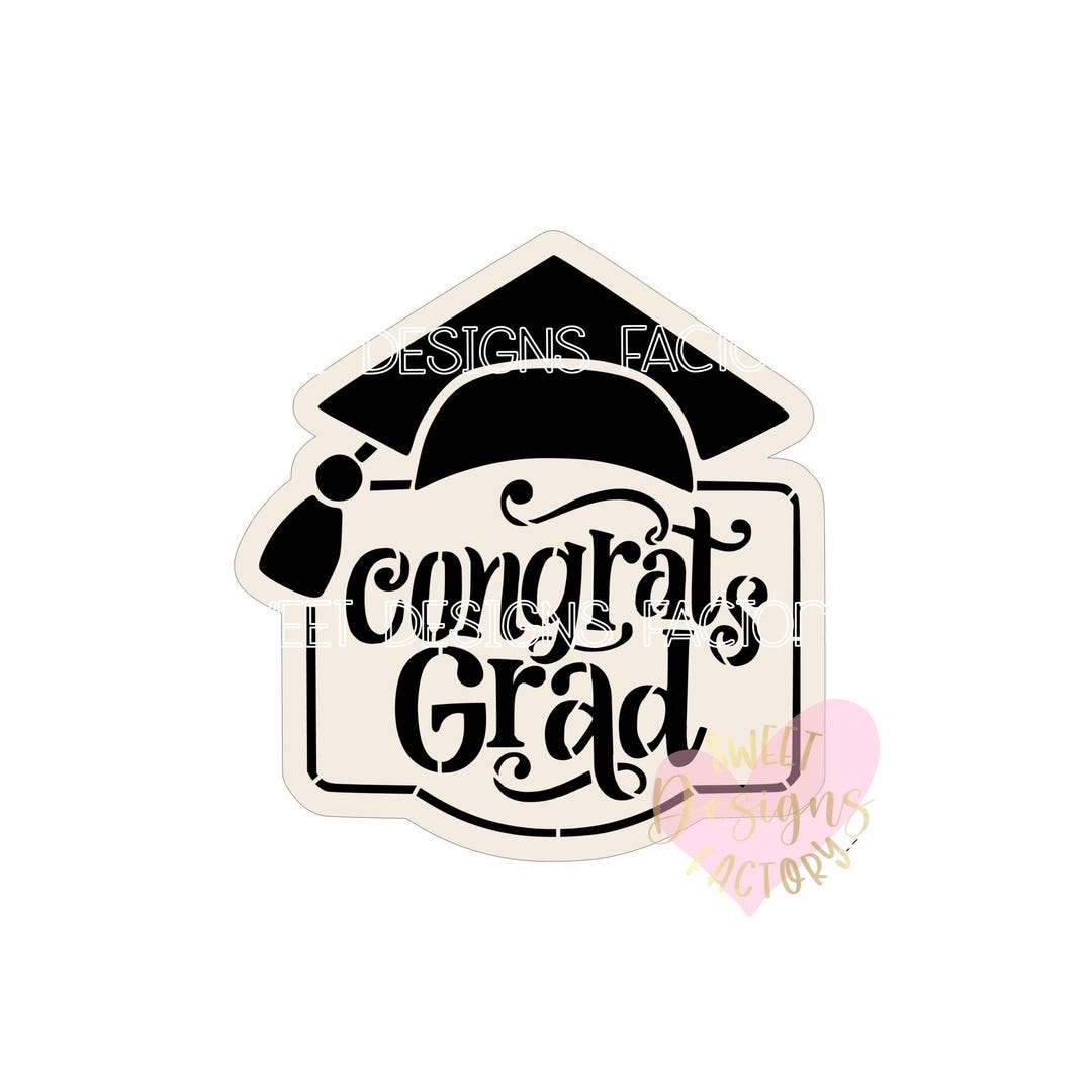 Congrats Grad Plaque Cookie Stencil and Matching Cookie Cutter OR ...