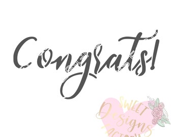 Congrats word cookie stencil WA133