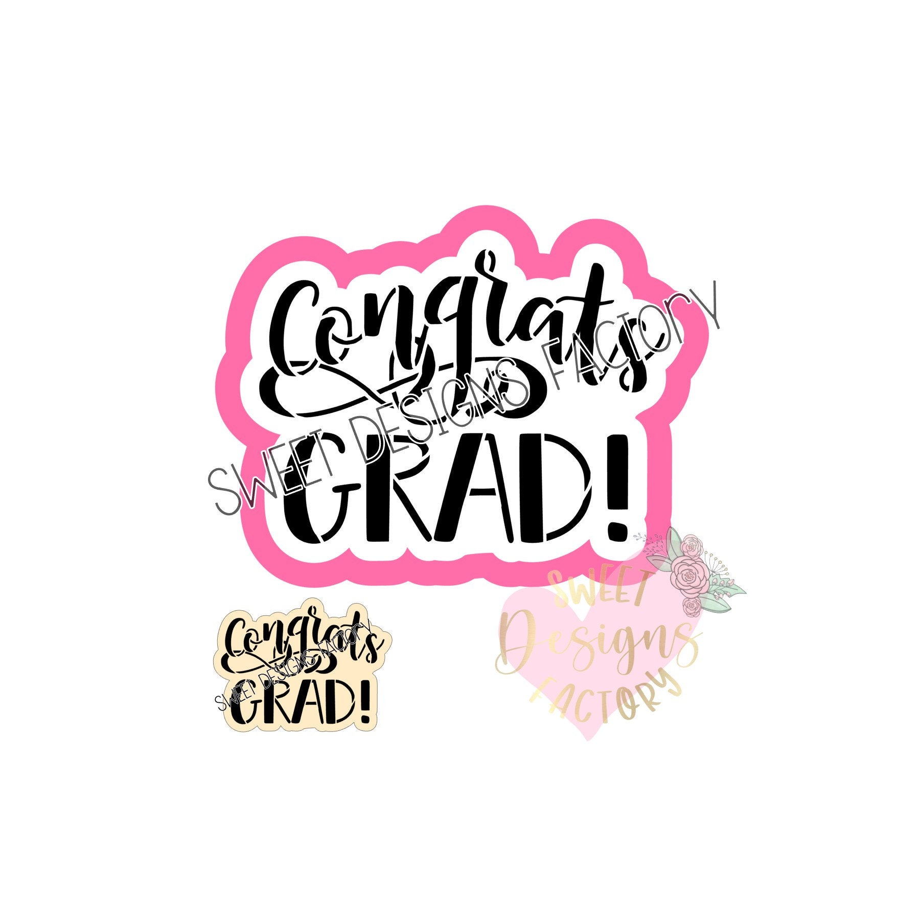 Graduation Congrats Grad Cookie Cutter and Matching Cookie Stencil ...